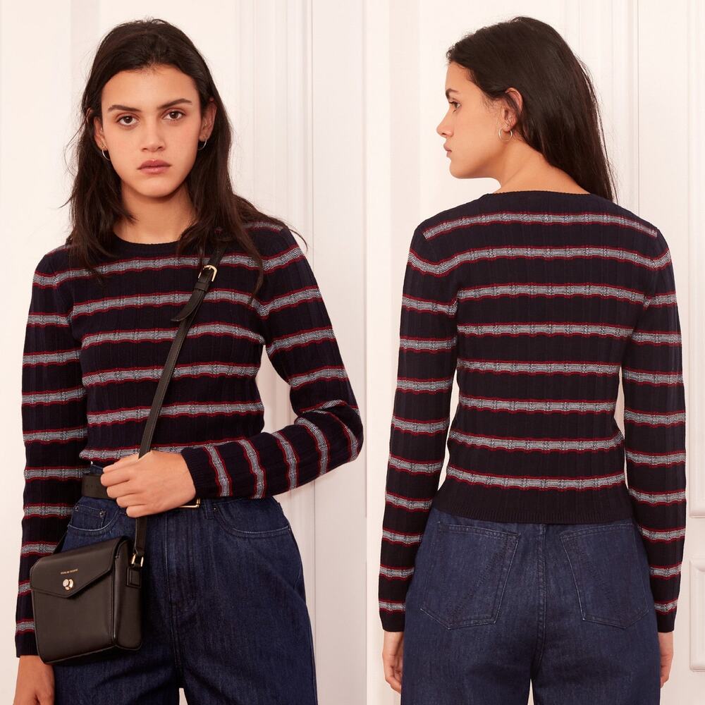 The Fifth Label Gravitation Navy Striped Long Sleeve Top